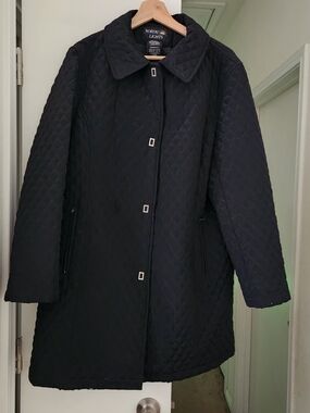 VINTAGE Nordic Lights Womens Long Jacket Sz Lg Black Diamond Korea Distressed